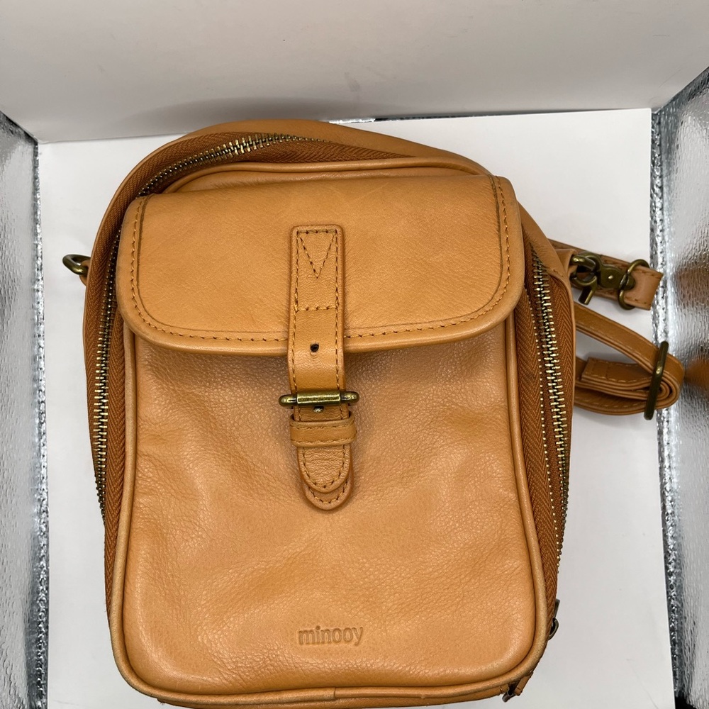 Minooy Naya Small Tan Leather Women's Crossbody Bag